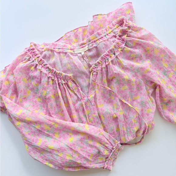 NWT LoveShackFancy Rayna Mini Dress in Melon Punch Floral Print Size M - Picture 8 of 16